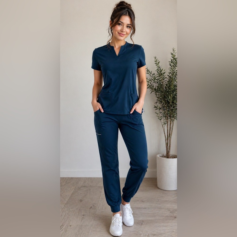 Caribbean blue  Women's Scrub Pants & Top Set